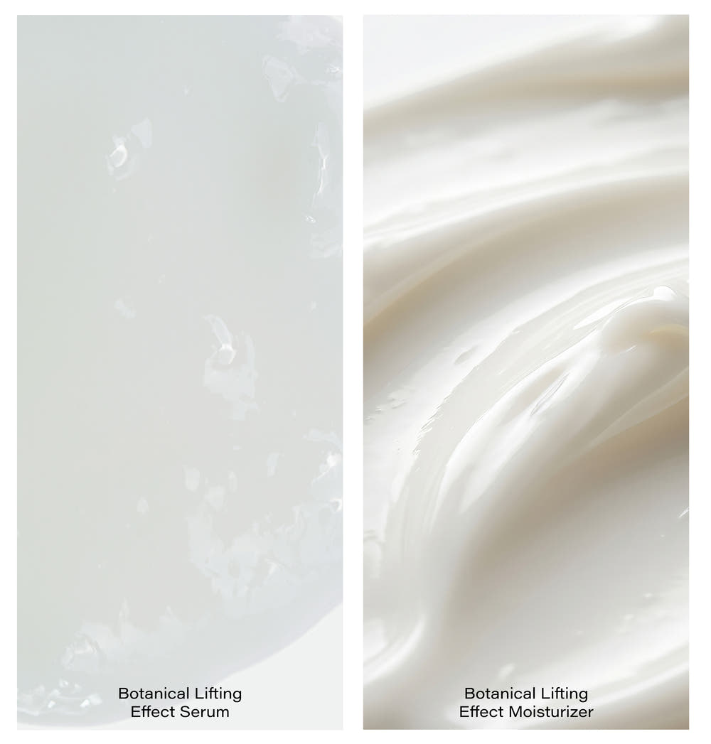Texturvergleich: Gel des Botanical Lifting Effect Serum und Creme des Botanical Lifting Effect Moisturizer von Rosental Organics
